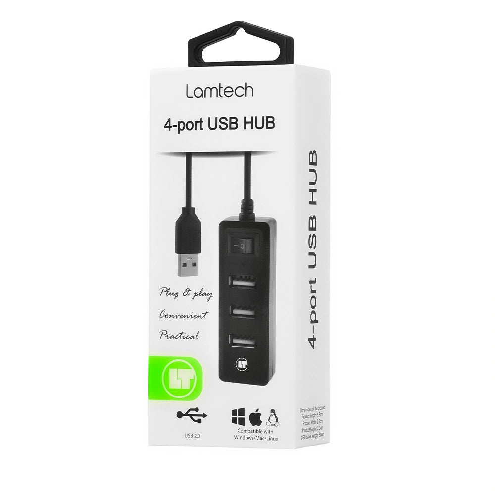 LAMTECH 4-PORT USB HUB BLACK