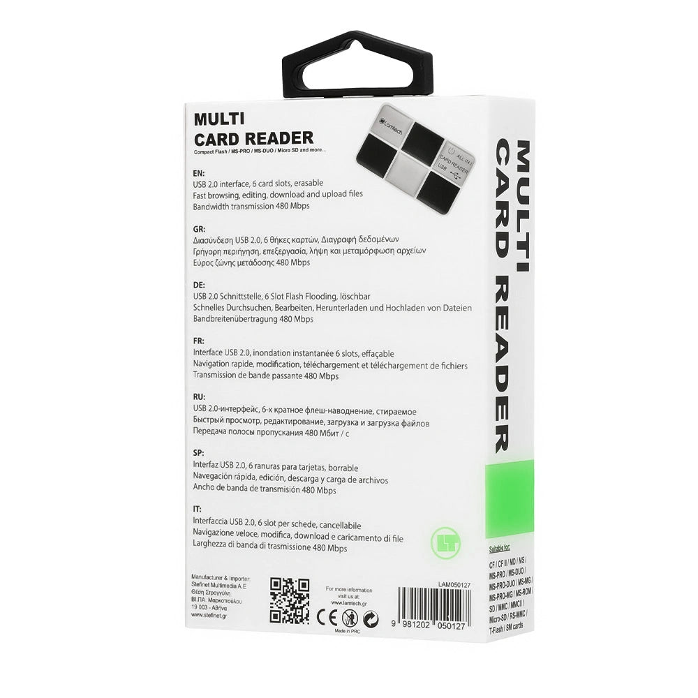 LAMTECH MULTI CARD READER BLACK SILVER