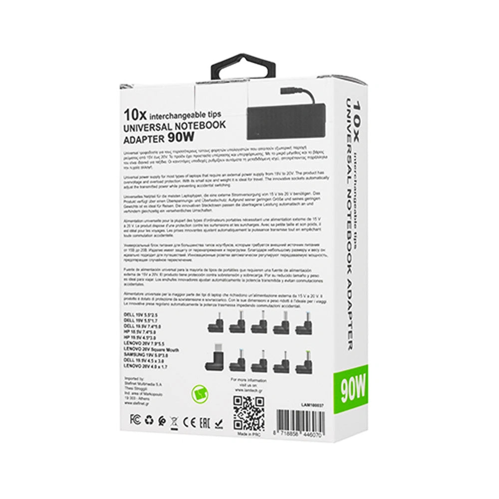 LAMTECH UNIVERSAL NOTEBOOK ADAPTER 90W 19V-20V 10 TIPS