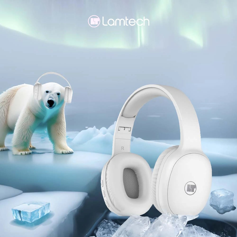 LAMTECH BT5.3 FOLDABLE HIGH FIDELITY HEADPHONES WHITE REFURBISHED