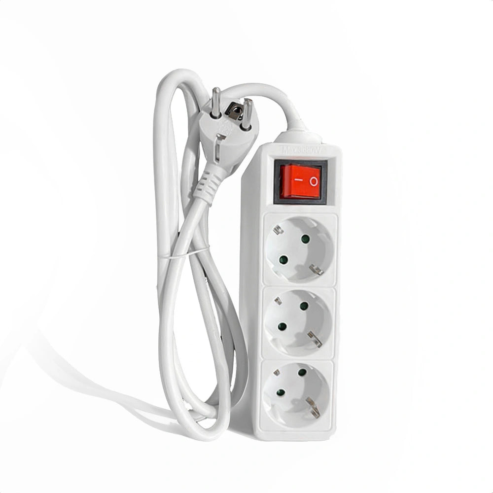 LAMTECH POWER STRIP WITH SWITCH 3 OUTLETS WHITE 3M