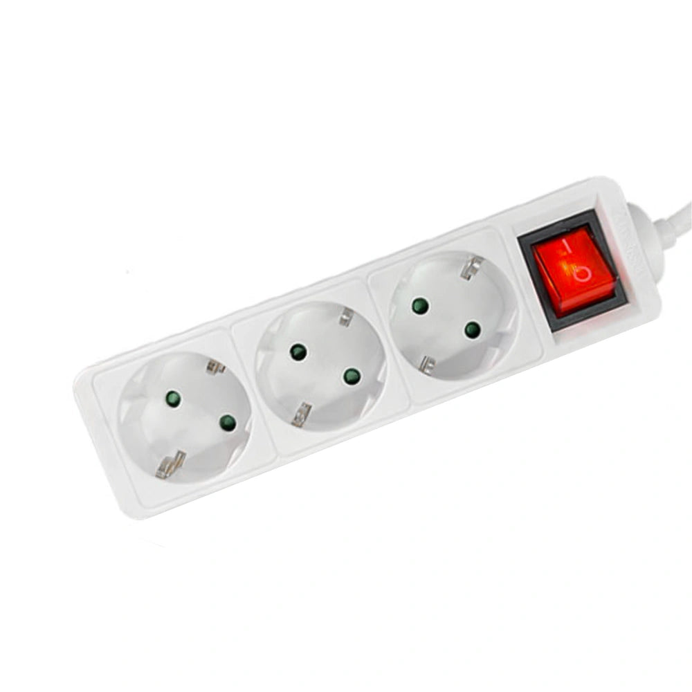LAMTECH POWER STRIP WITH SWITCH 3 OUTLETS WHITE 3M