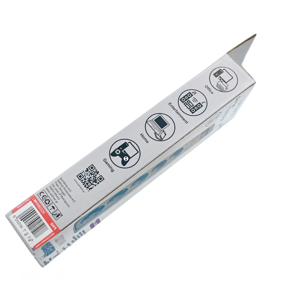 LAMTECH 5WAY SURGE PROTECTOR WITH 1xTYPE-C 1xUSB 5xSCHUKO BLACK/WHITE 1.5M