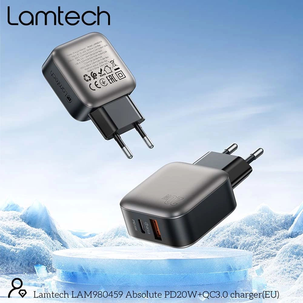 LAMTECH DUAL PORT QC3.0 CHARGER PD20W GREY