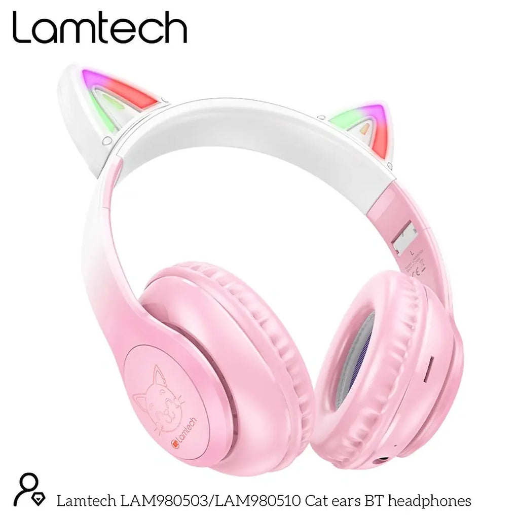 LAMTECH BT5.3 KIDS HEADPHONES CHERRY BLOSSOM KITTY CAT