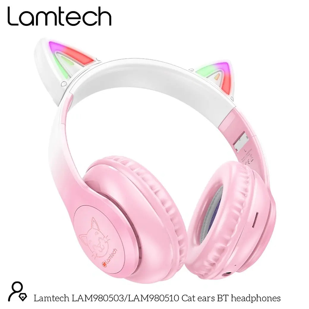 LAMTECH BT5.3 KIDS HEADPHONES CHERRY BLOSSOM KITTY CAT