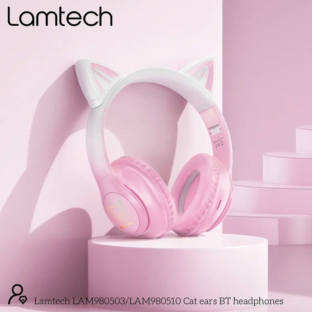 LAMTECH BT5.3 KIDS HEADPHONES CHERRY BLOSSOM KITTY CAT