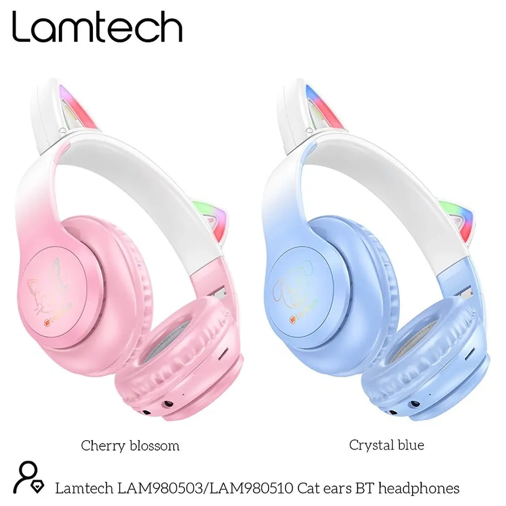 LAMTECH BT5.3 KIDS HEADPHONES CHERRY BLOSSOM KITTY CAT