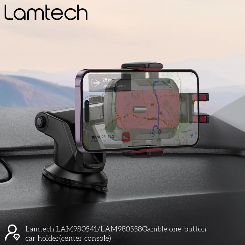 LAMTECH MULTI-ANGLE CLAMPING CAR HOLDER FOR SMARTPHONES UP TO 7' BLACK/RED