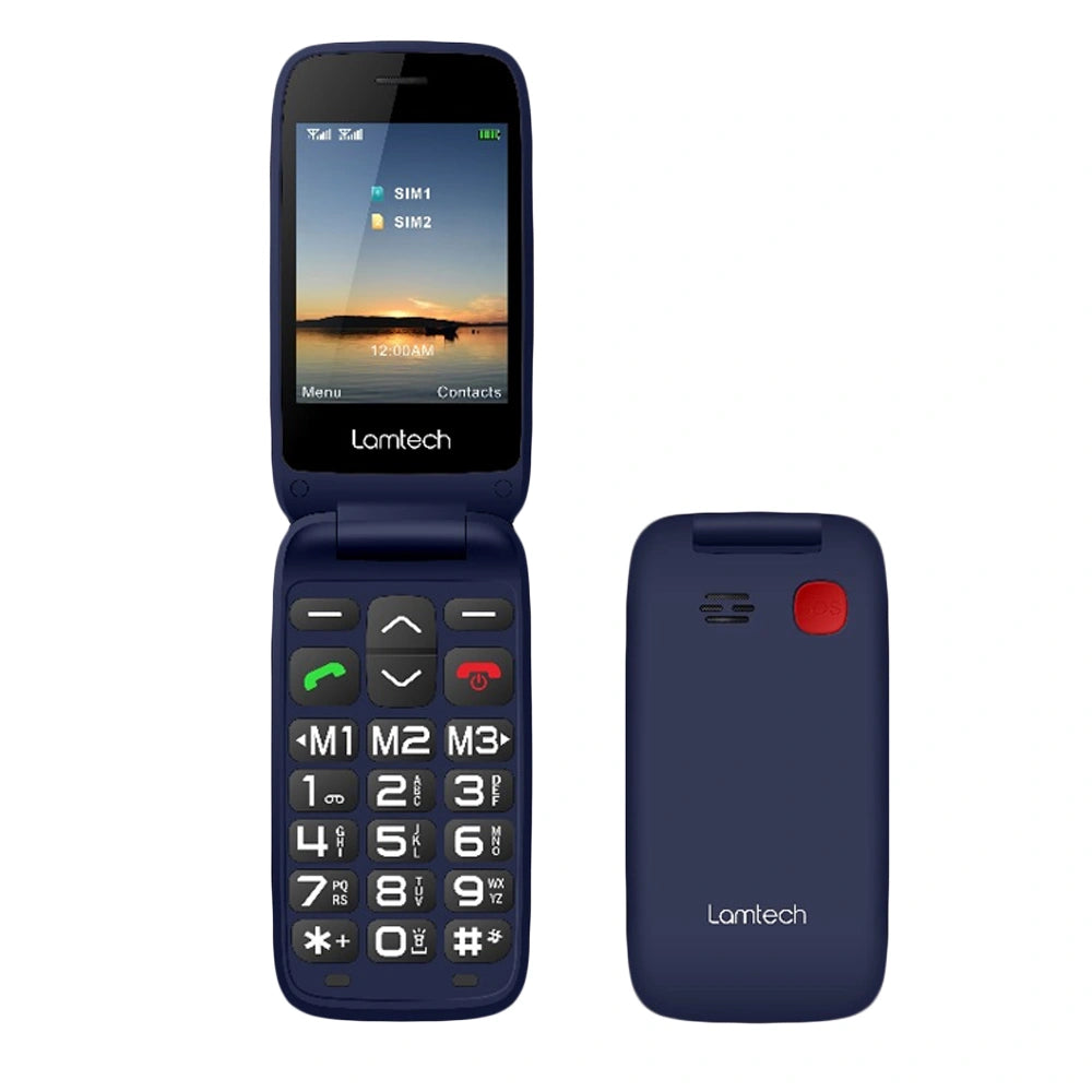 LAMTECH FLIP PHONE BLUE 2.8' DISPLAY WITH BT, FM RADIO, SOS, 1400 mAh, GR MENU FLIP-X