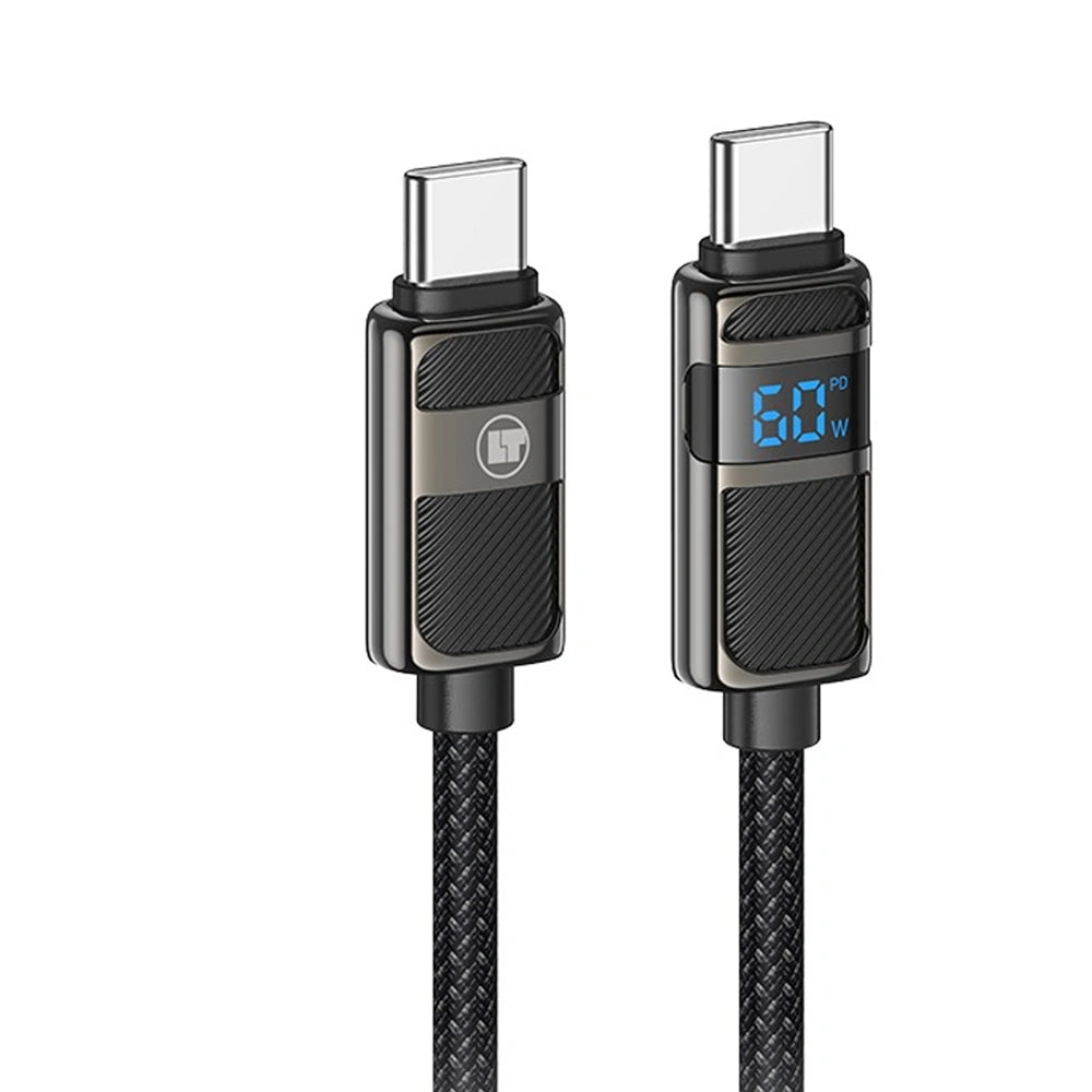 LAMTECH TYPE-C TO TYPE-C 3A HIGH POWER DISPLAY CHARGE & DATA CABLE 60W 1.2M BLACK