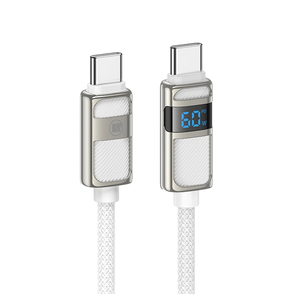 LAMTECH TYPE-C TO TYPE-C 3A HIGH POWER DISPLAY CHARGE & DATA CABLE 60W 1.2M WHITE