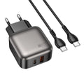 LAMTECH DUAL PORT QC3.0 CHARGER SET PD20W WITH TYPE-C TO TYPE-C CABLE 60W 1M GREY