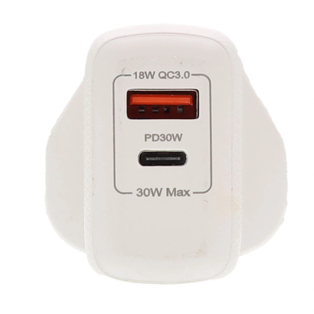 LAMTECH 2-IN-1 EU/UK CHARGER USB QC3.0/TYPE-C WITH ADAPTER 30W