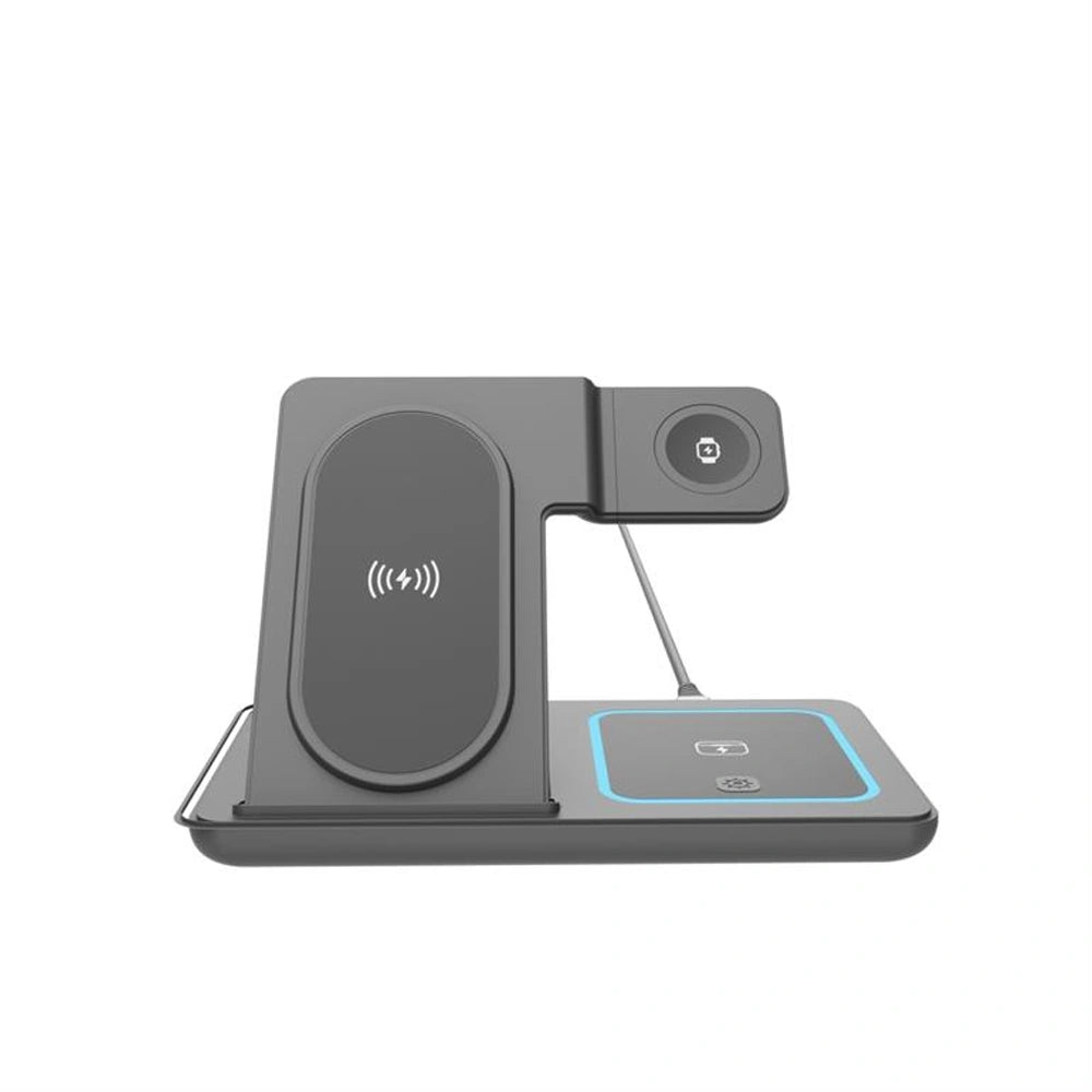 LAMTECH 3-IN-1 FOLDABLE WIRELESS CHARGER STAND 15W COMPATIBLE WITH APPLE DEVICES BLACK