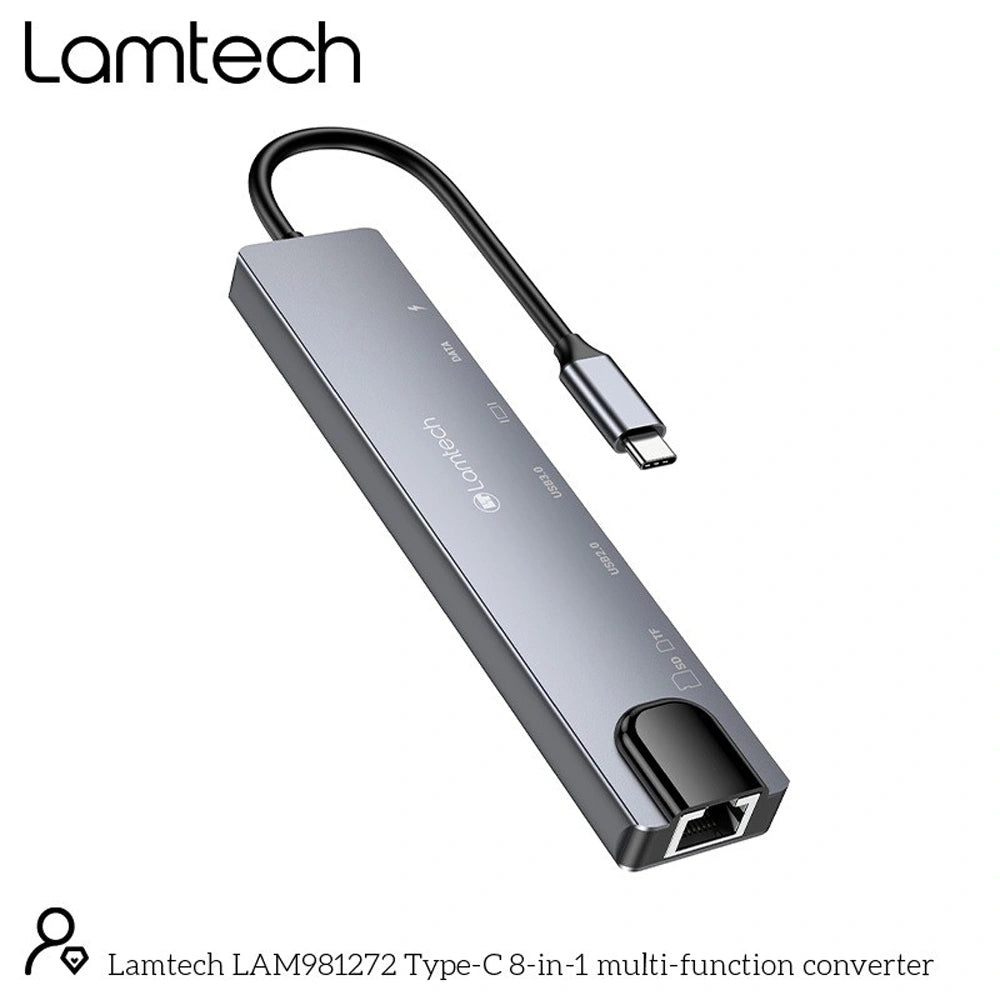 LAMTECH 8-IN-1 4K MULTIFUNCTIONAL DOCKING STATION 100W ANTHRACITE