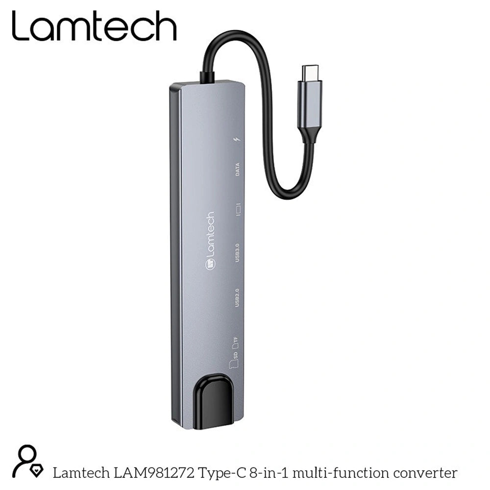 LAMTECH 8-IN-1 4K MULTIFUNCTIONAL DOCKING STATION 100W ANTHRACITE