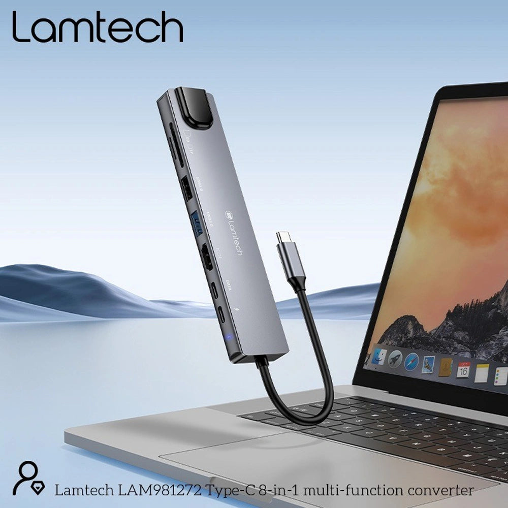 LAMTECH 8-IN-1 4K MULTIFUNCTIONAL DOCKING STATION 100W ANTHRACITE