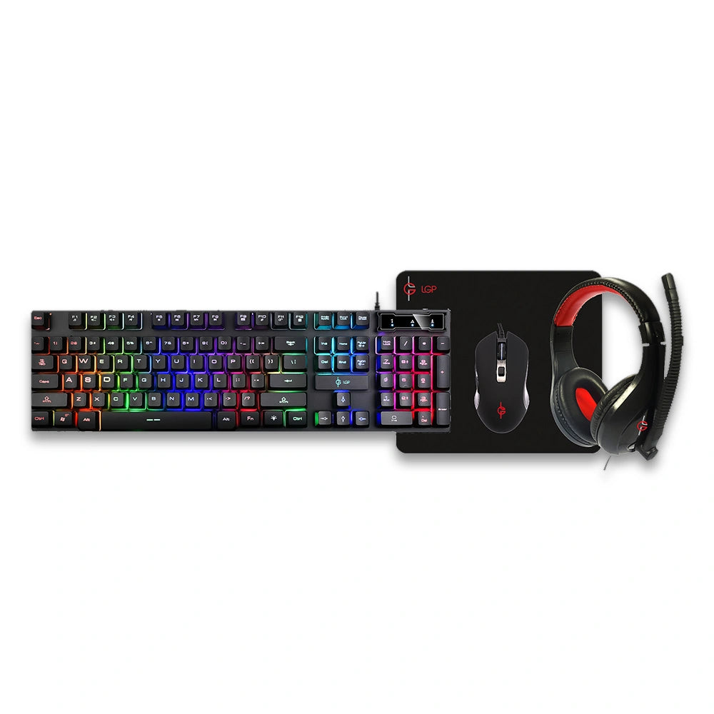 LAMTECH 4 IN 1 RGB GAMING COMBO SET (KEYBOARD-MOUSE-HEADSET-MOUSEPAD) MERCURY
