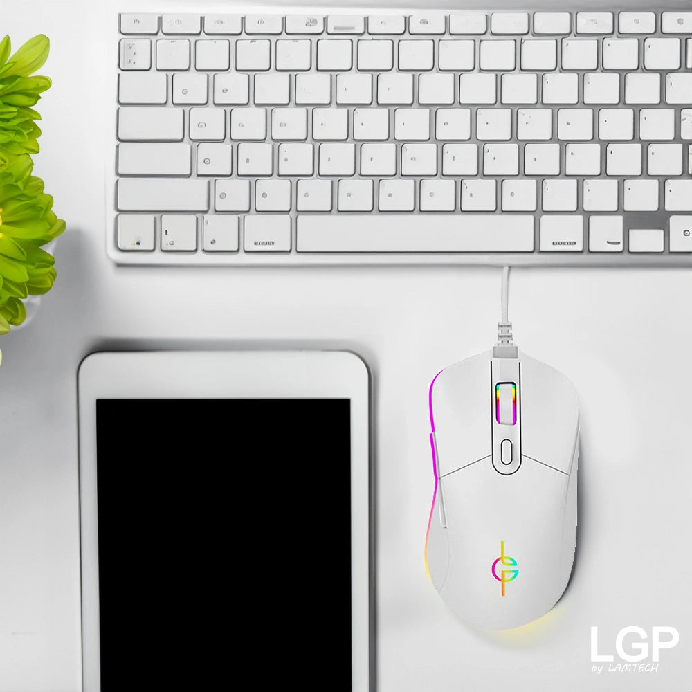 LAMTECH RGB GAMING MOUSE 6400DPI WHITE 'WHITE MOON'