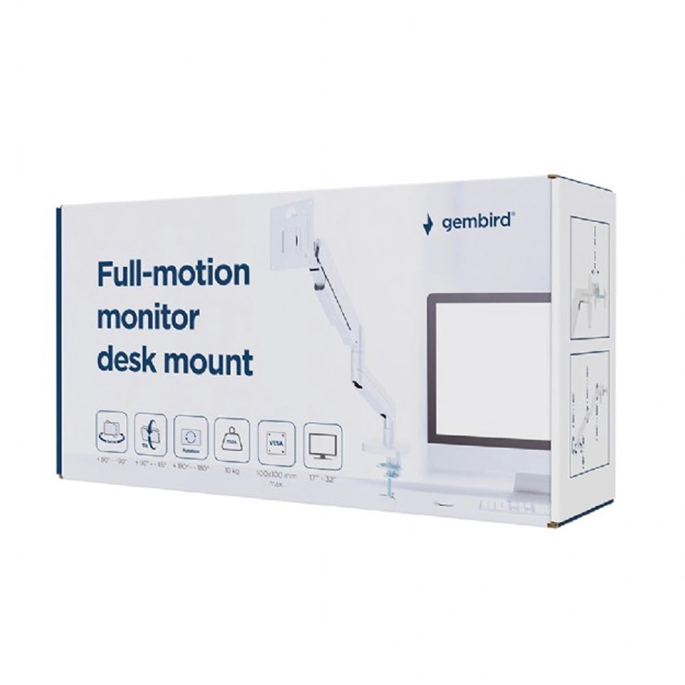 GEMBIRD FULL-MOTION DESK DISPLAY MOUNTING ARM 17'-32' WHITE
