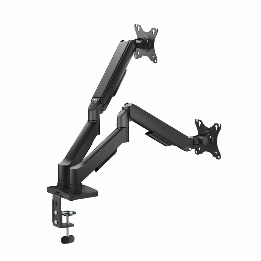 GEMBIRD ADJUSTABLE DESK 2-DISPLAY MOUNTING ARM WITH USB PORTS, 17”-32” BLACK