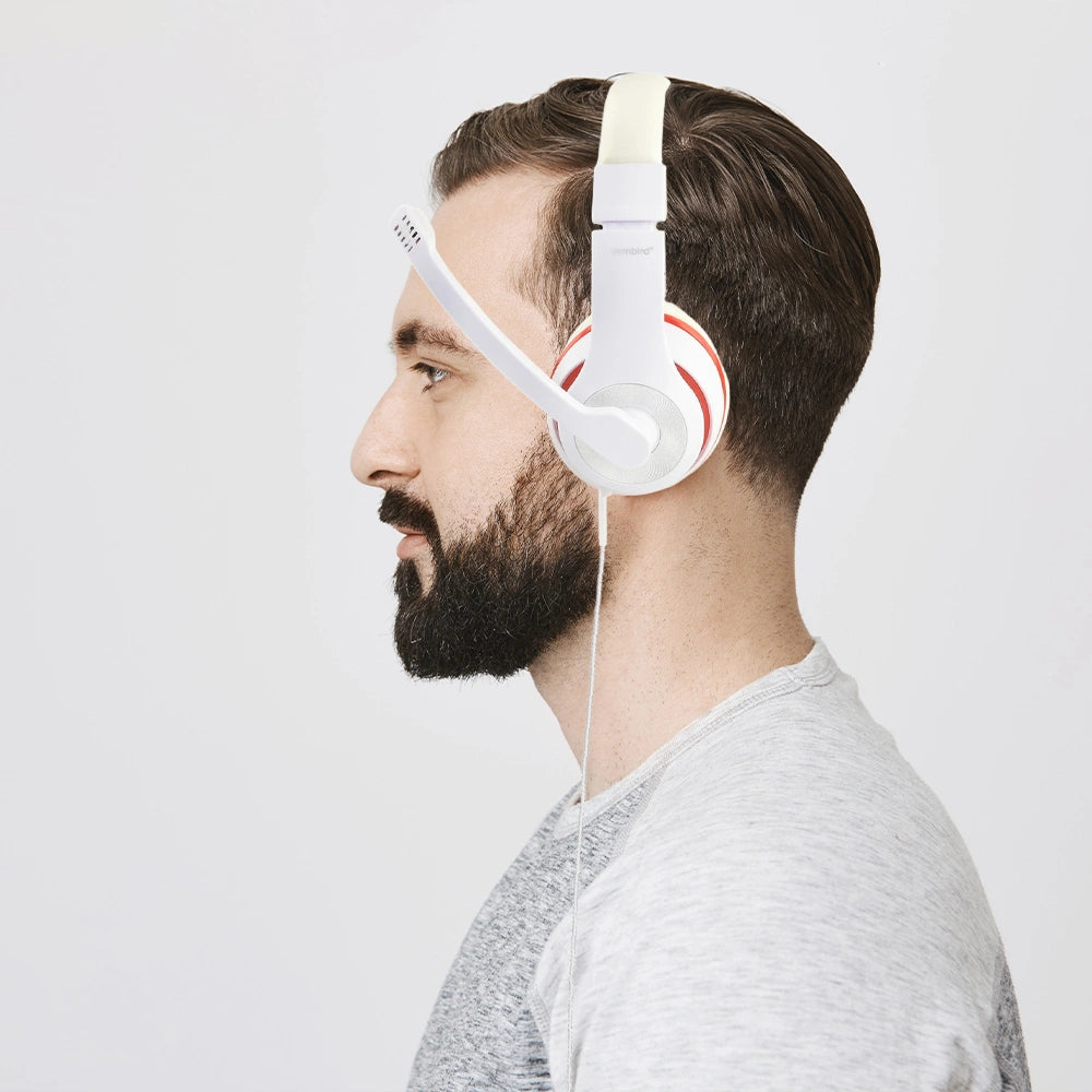 GEMBIRD JACK STEREO HEADSET WHITE WITH RED RING