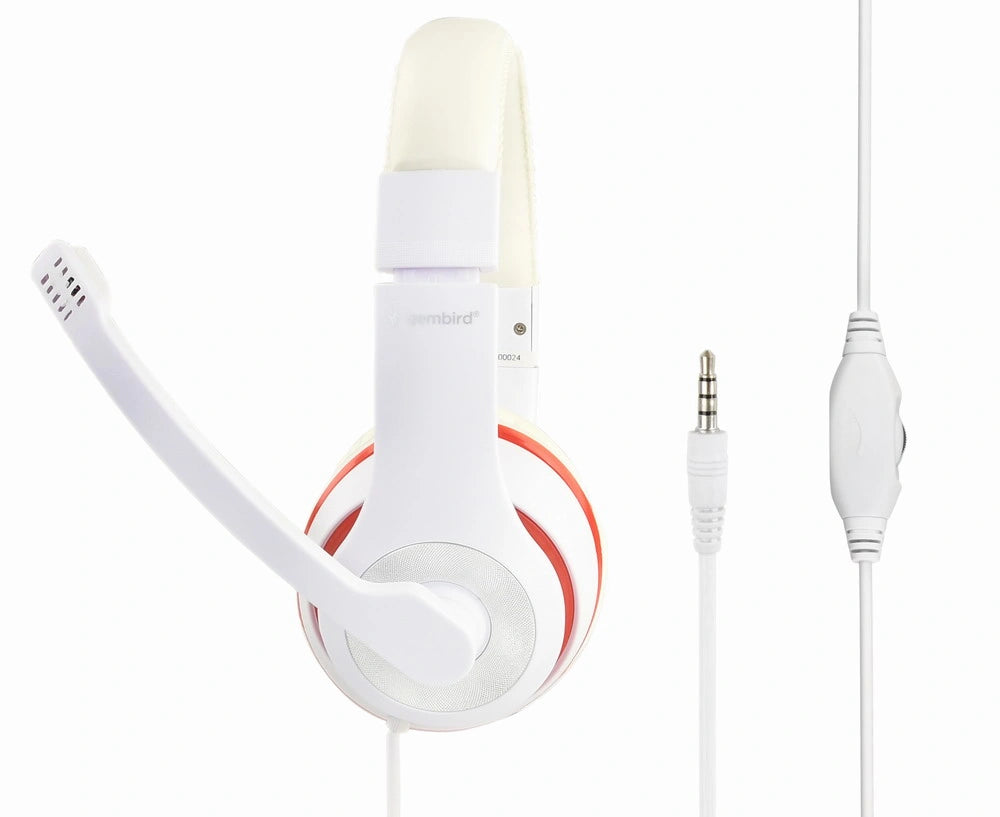 GEMBIRD JACK STEREO HEADSET WHITE WITH RED RING