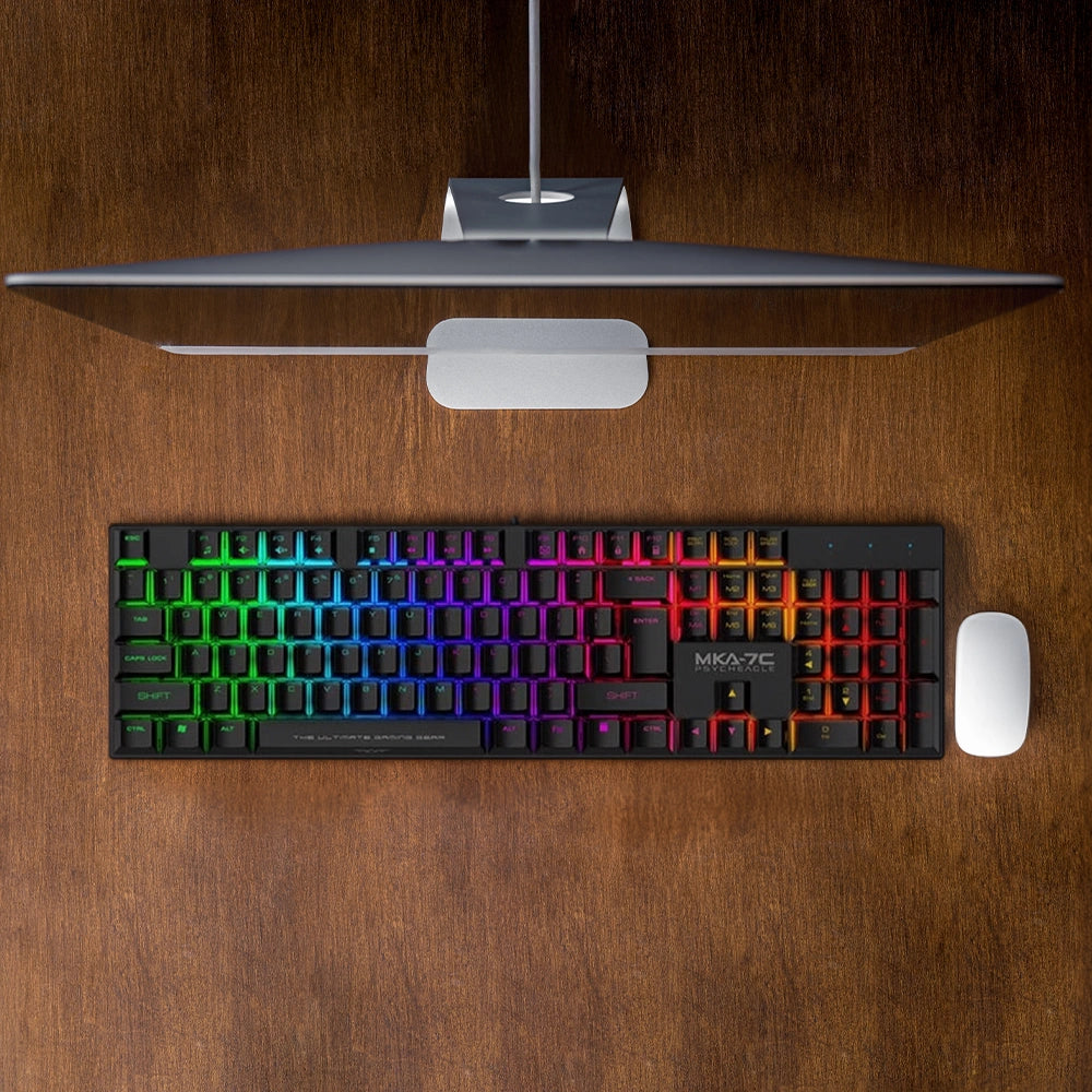 ARMAGGEDDON MECHANICAL HOT-SWAP KEYBOARD 12FX BACKLIGHT BLUE SWITCH MKA-7C 2024 BLACK CLICKY
