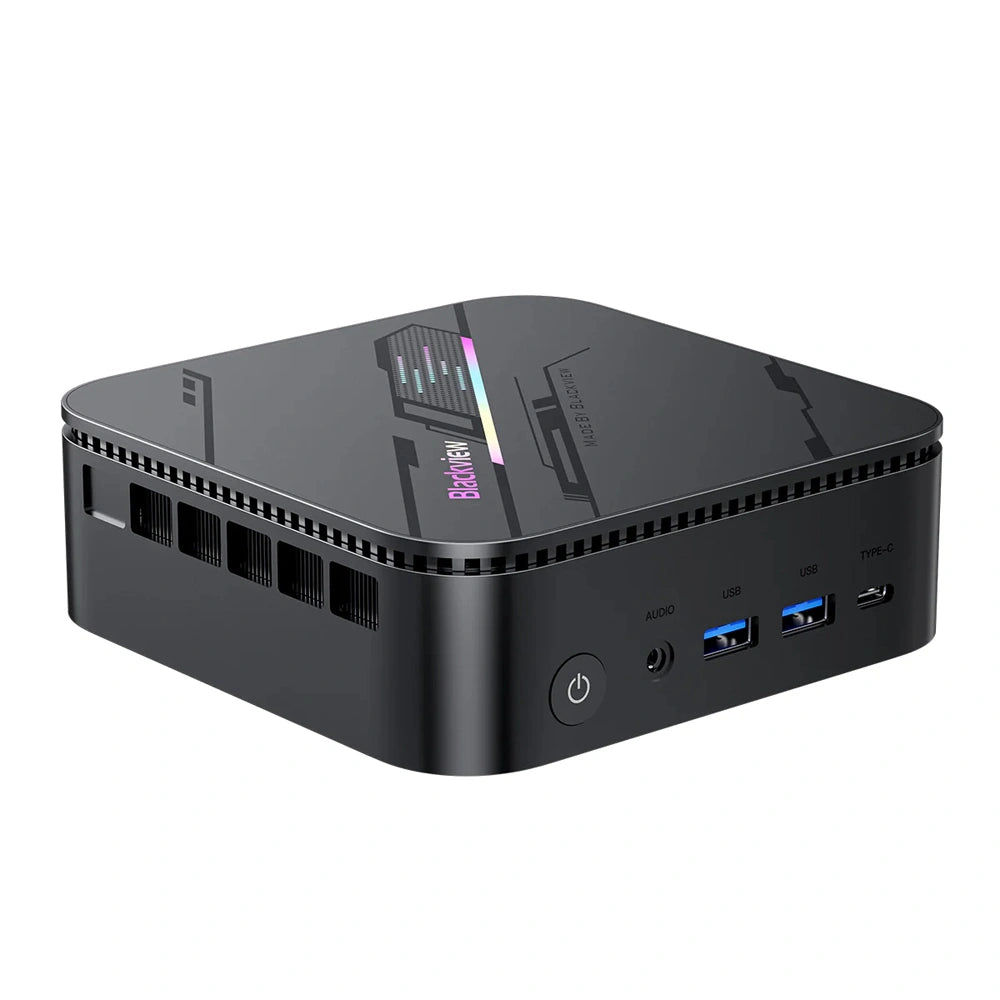 BLACKVIEW MINI PC 8-CORE AMD RYZEN 5 7430U 16GB DDR4 512GB M.2 SSD, TRIPLE 4K DISPLAY WIN 11 PRO BLACK REFURBISHED