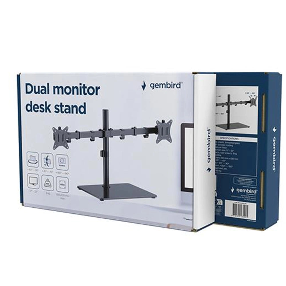 GEMBIRD DUAL MONITOR DESK STAND (ROTATE, TILT, SWIVEL), 17'-32' MAX VESA 100X100