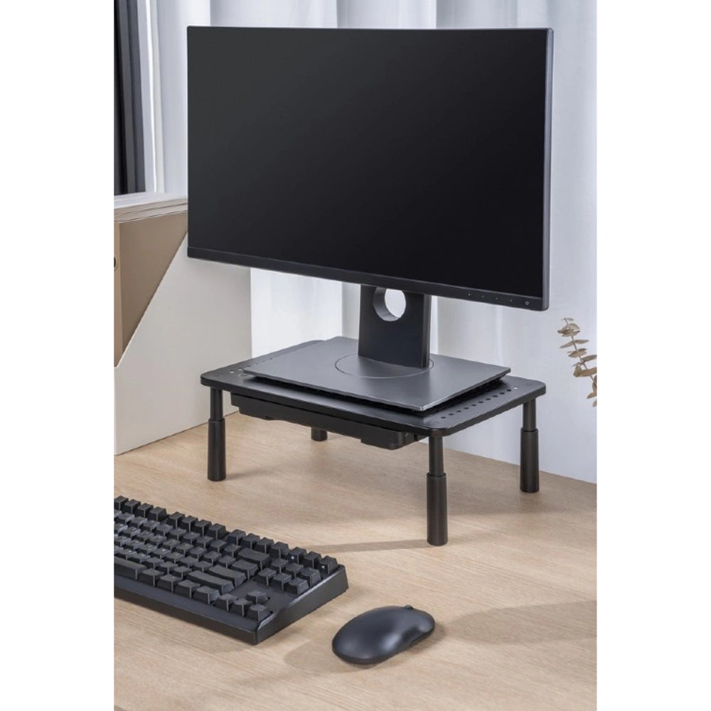 GEMBIRD ADJUSTABLE MONITOR STAND WITH DRAWER (RECTANGLE) BLACK