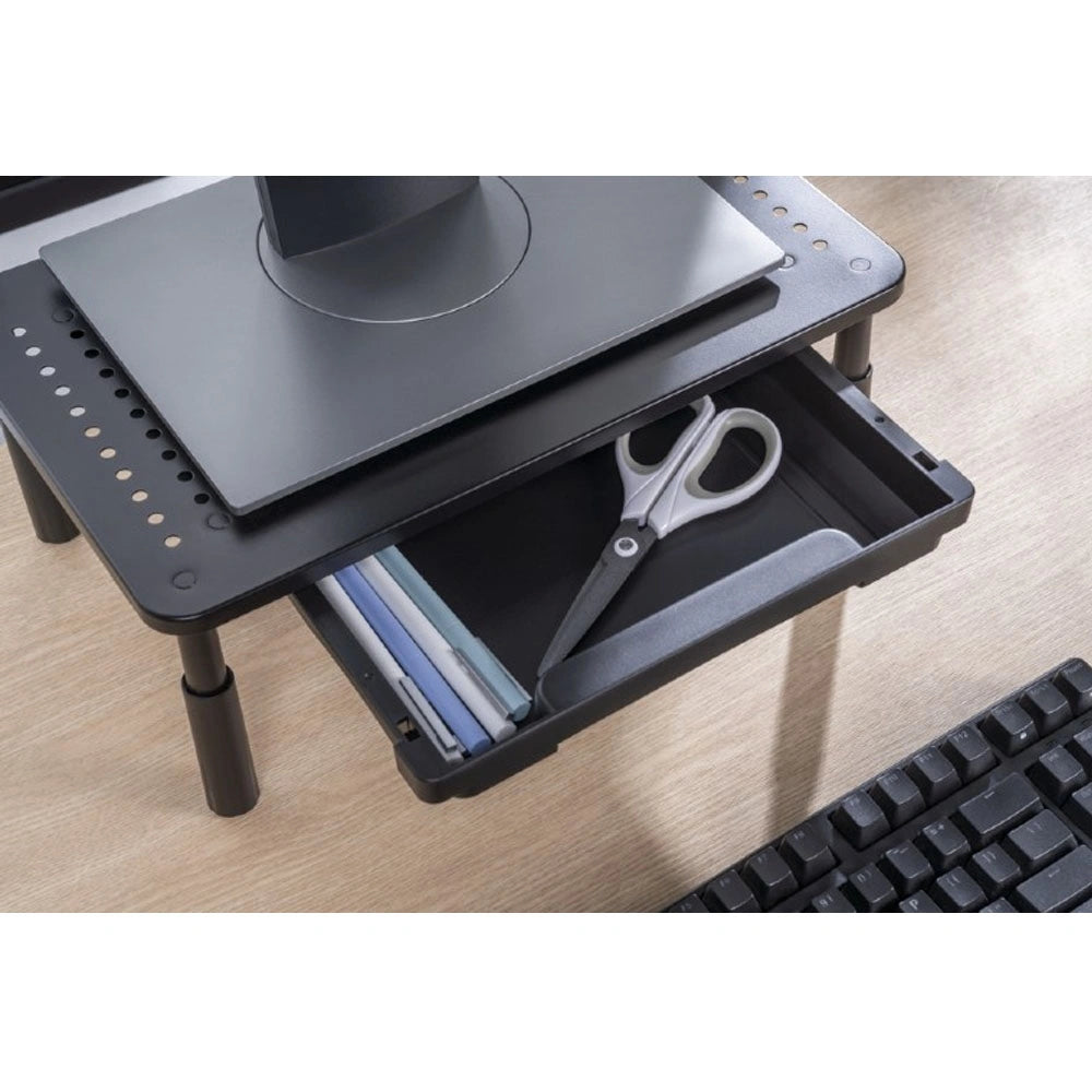 GEMBIRD ADJUSTABLE MONITOR STAND WITH DRAWER (RECTANGLE) BLACK