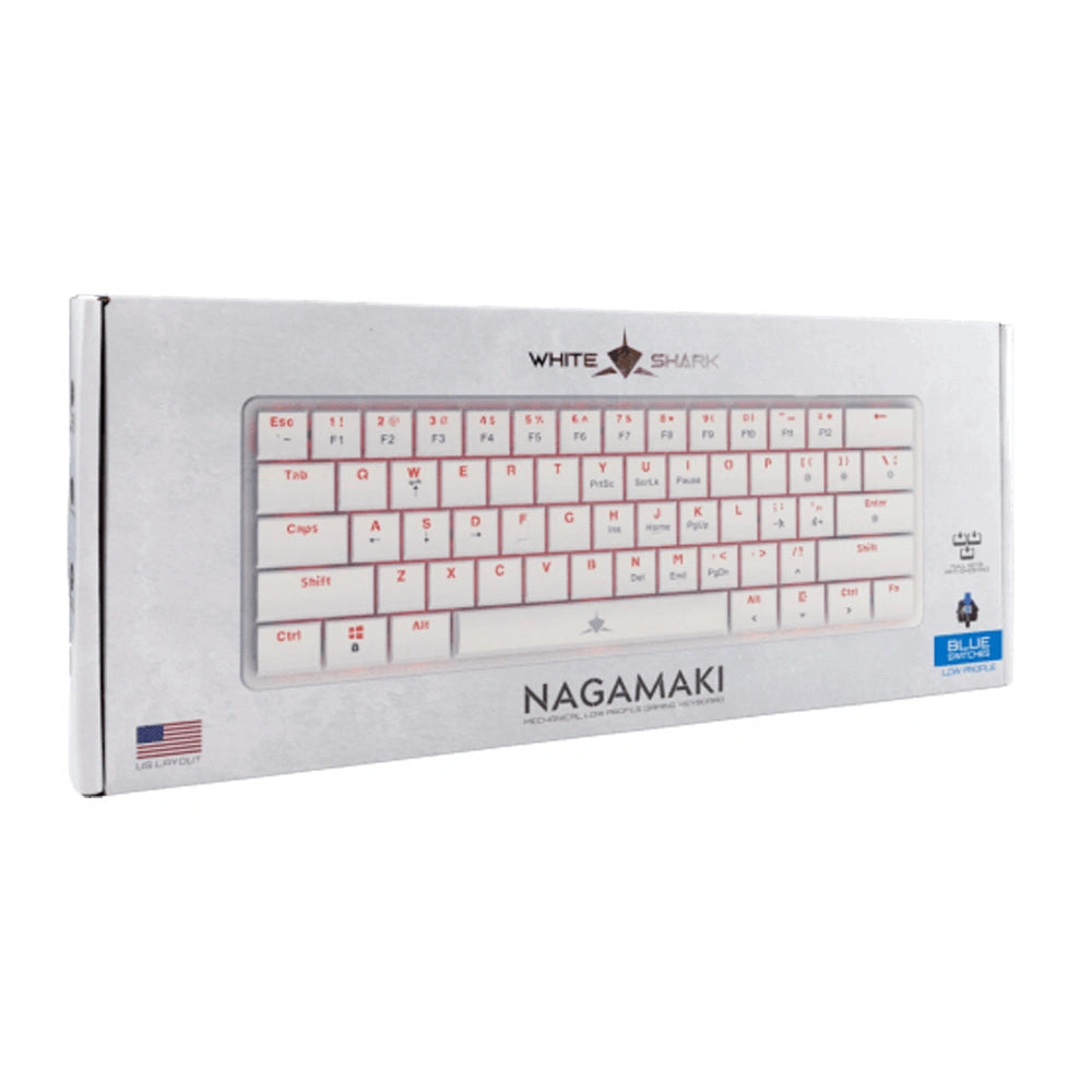 WHITE SHARK MECH KEYBOARD GK-006221 NAGAMAKI WHITE US BLUE SWITCH