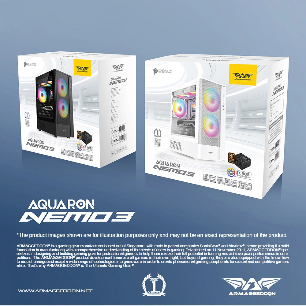 ARMAGGEDDON GAMING PC CASE AQUARON NEMO 3 WHITE