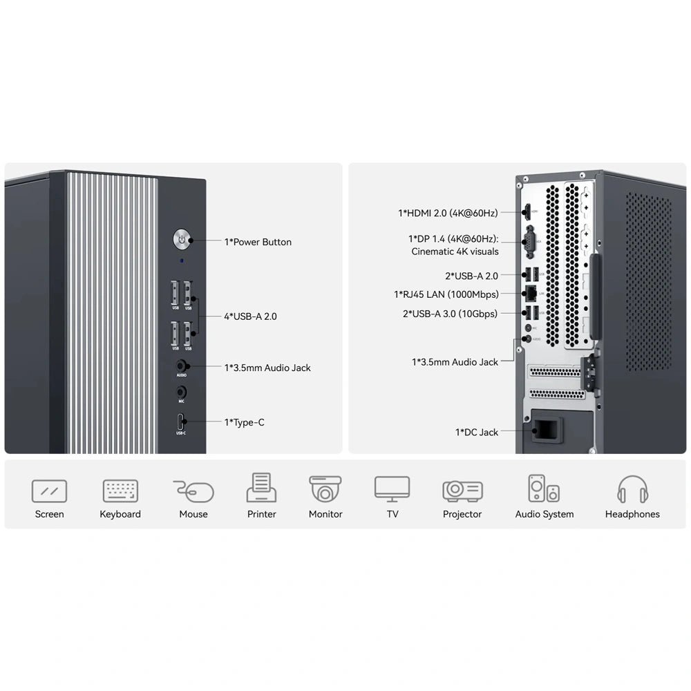 BLACKVIEW MINI PC OCTA-CORE INTEL CORE 5 210H GEN13 (16GB+512GB) WIN11 PRO BLACK