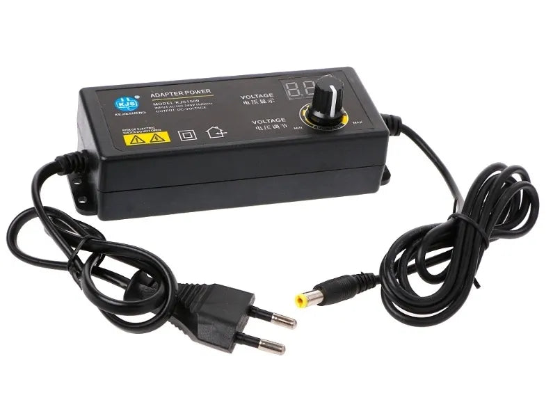 60W 3-24V Adjustable Adapter With Voltage Display EU Plug
