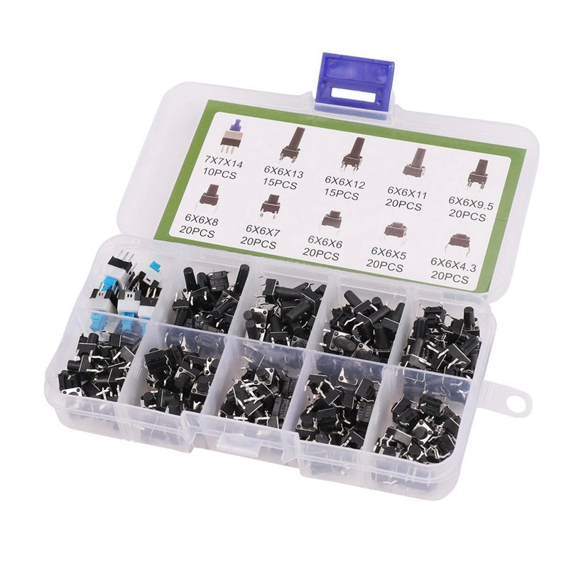 10 kinds Values 180PCS Tactile Push Button Switch Assortment