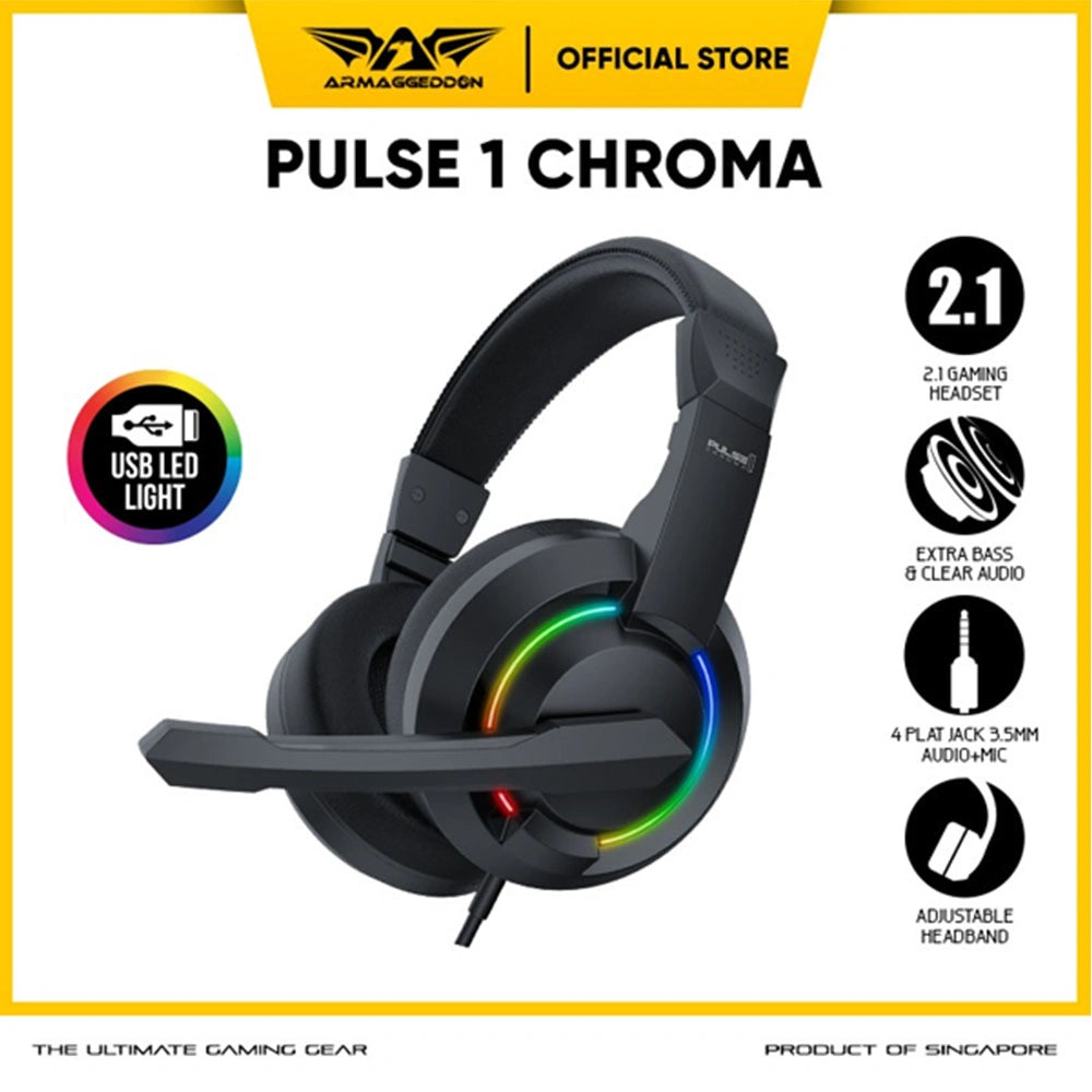 ARMMAGGEDDON GAMING HEADSET RGB 2.1 PULSE 1 CHROMA BLACK
