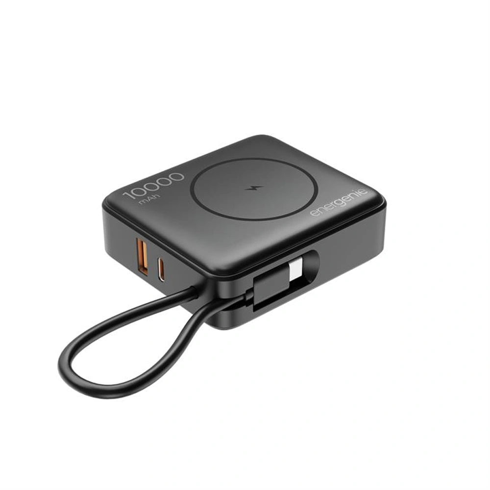 ENERGENIE 20W FAST CHARGING POWER BANK WITH WIRELESS CHARGER 10000 MAH BLACK