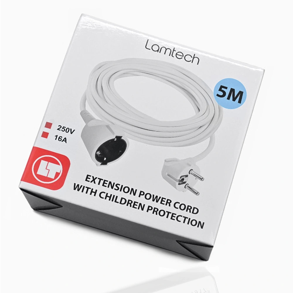 LAMTECH EXTENSION CORD WITH CHILDREN PROTECTION 5M WHITE