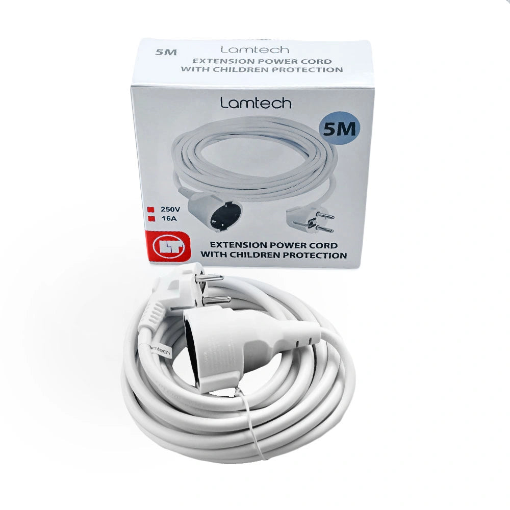LAMTECH EXTENSION CORD WITH CHILDREN PROTECTION 5M WHITE