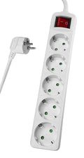Powertech Πολύπριζο 5 Θέσεων με Διακόπτη και Καλώδιο 5m Λευκό