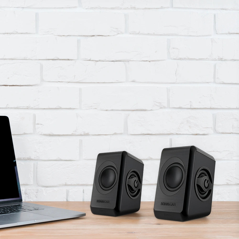 SONIC GEARS USB POWERED QUAD BASS SPEAKERS 2,0 BLACK COOL GREΥ