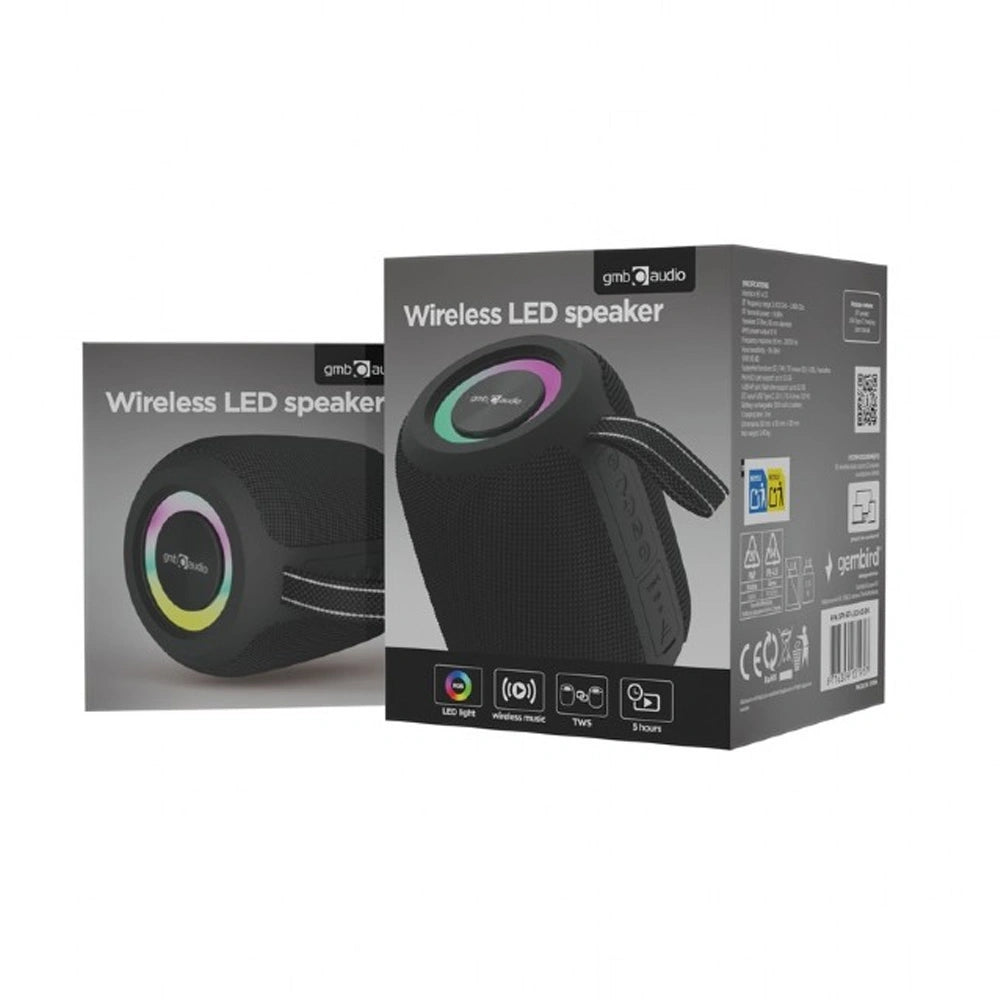 GEMBIRD PORTABLE BT PARTY SPEAKER WITH RGB LED LIGHT EFFECT BLACK