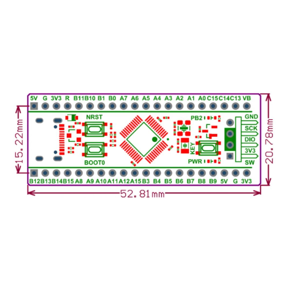 WeActStudio BluePill STM32F103CB ARM 32-bit Microcontroller 128KB Flash 72MHz