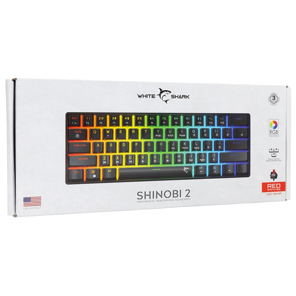WHITE SHARK MECHANICAL KEYBOARD RED SWITCH GK-004111 BLACK
