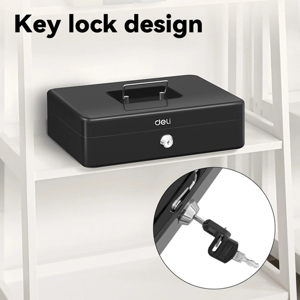 DELI PORTABLE EXTRA LARGE SLIM CASH BOX BLACK