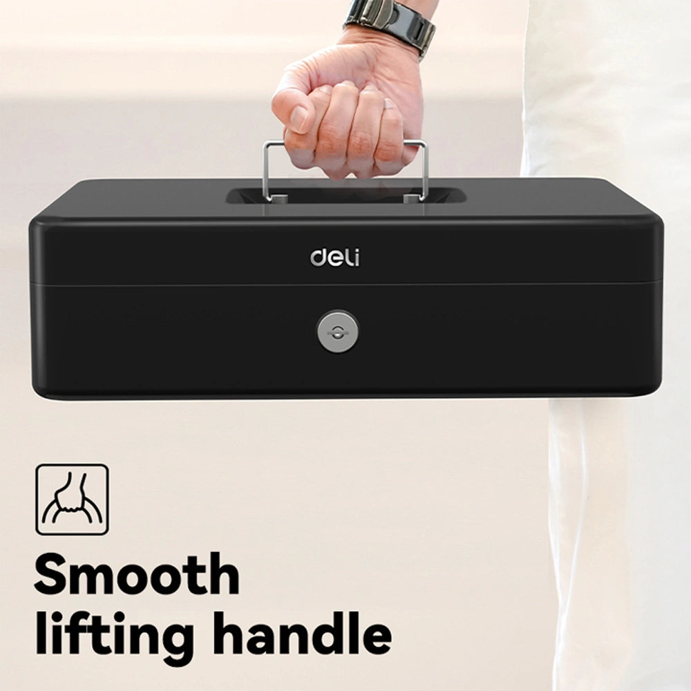 DELI PORTABLE EXTRA LARGE SLIM CASH BOX BLACK
