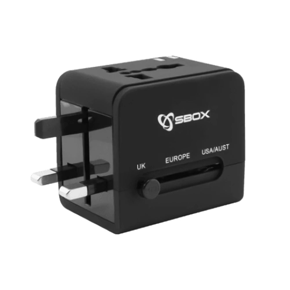 SBOX UNIVERSAL TRAVEL ADAPTER & USB CHARGER